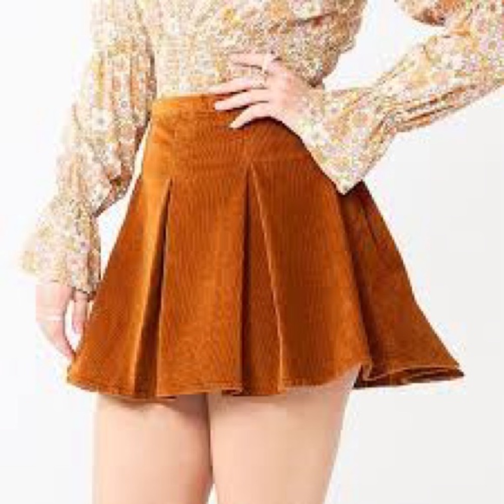 SO Women's Corduroy Skater Skirt in Rust Academia.